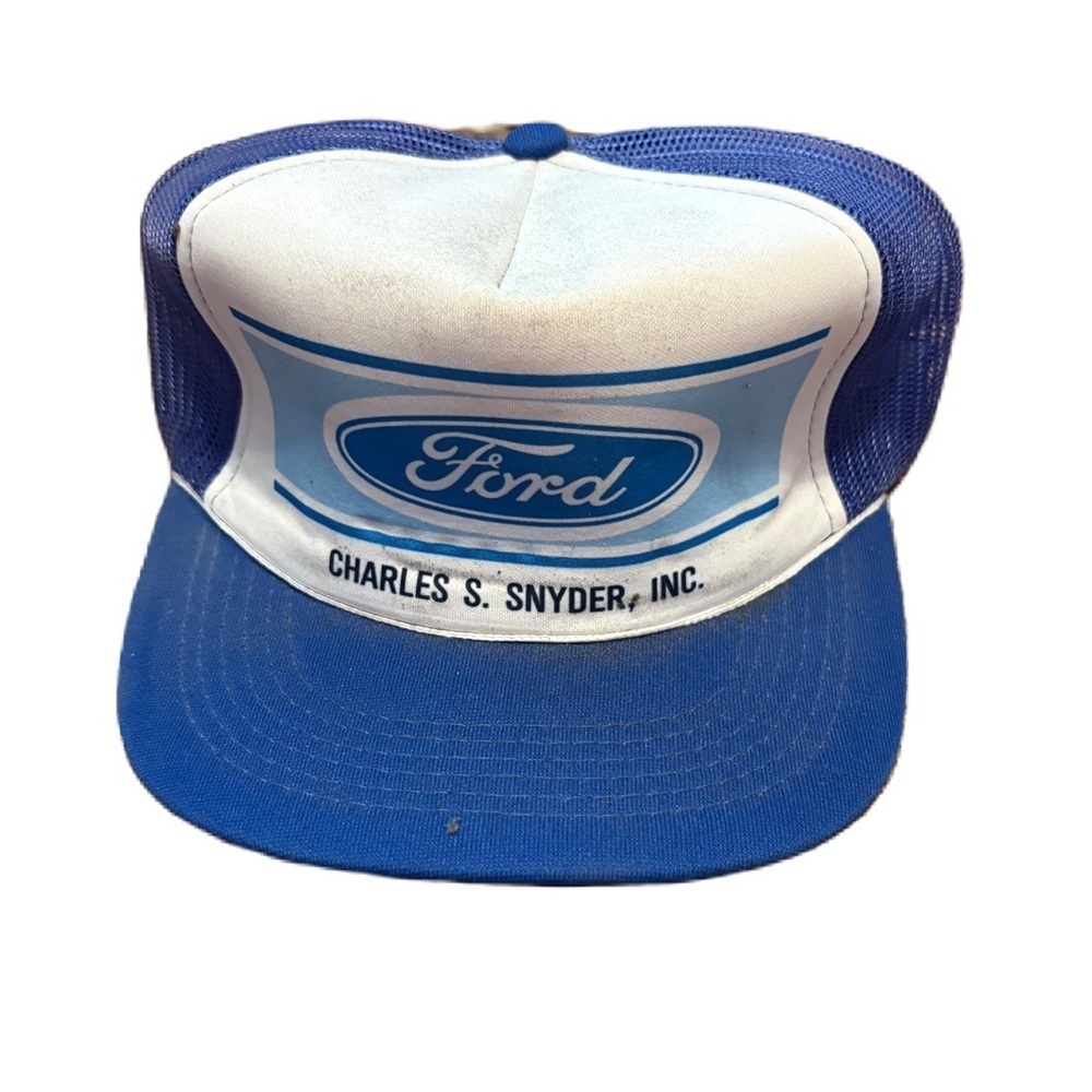 Vintage Ford Tractor Mesh SnapBack Hat Trucker Farming Agriculture 90s Blue